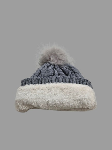 Adult Cable Knit, lined Pom Pom Hat