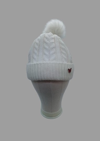 Adult Cable Knit, lined Pom Pom Hat