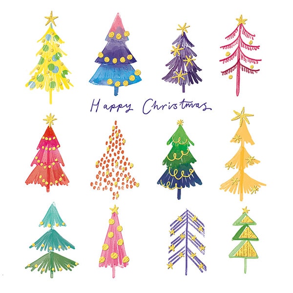 Rainbow Trees Christmas Cards