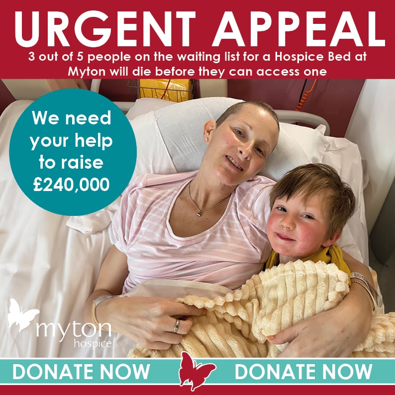 Make a donation to The Myton Hospices Urgent Appeal to raise £240,000