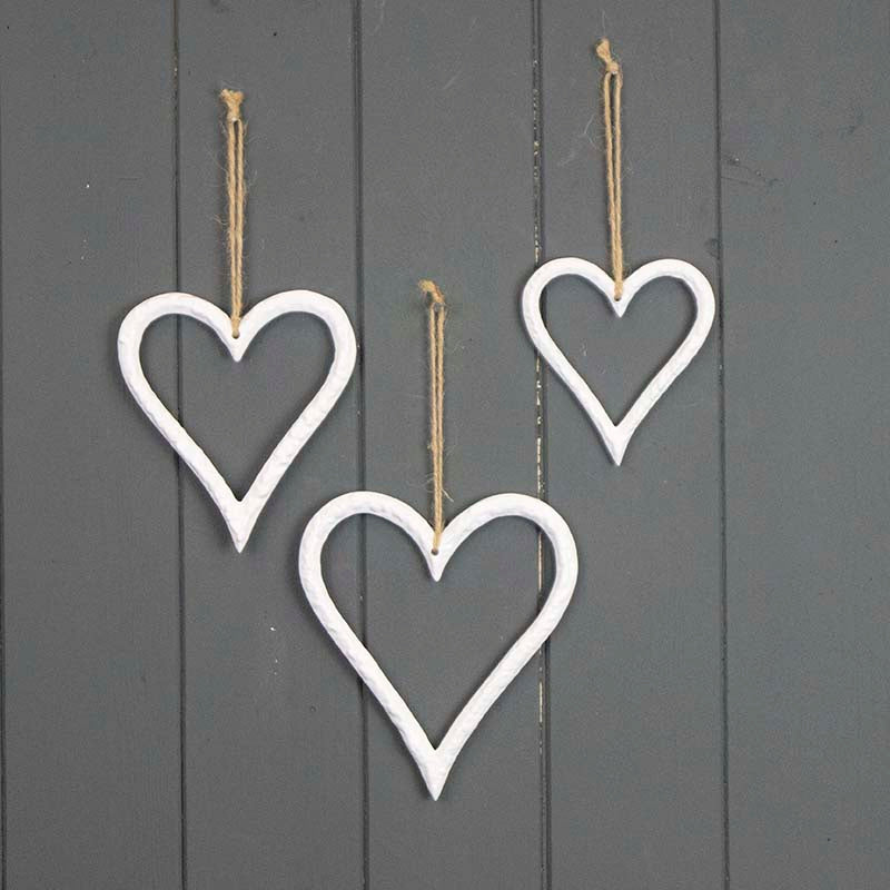 White Metal Heart Hanging Decoration