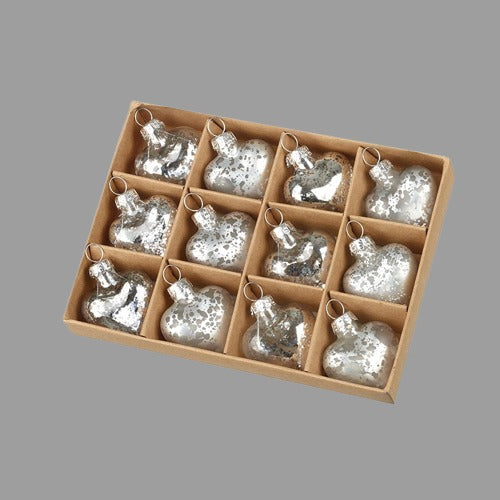 Glass Heart Bauble Set