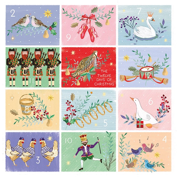 Bright 12 Days Christmas Cards