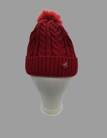 Adult Cable Knit, lined Pom Pom Hat